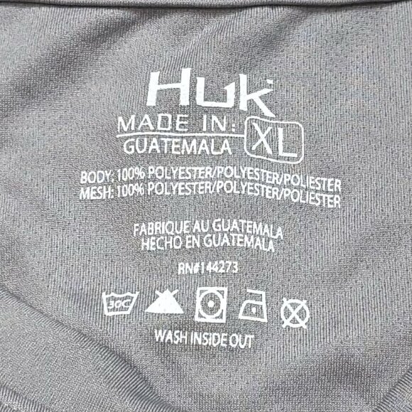 Huk Performance Long Sleeve Shirt Gray Outdoors Fishing Camping Utility XL - Picture 9 of 11